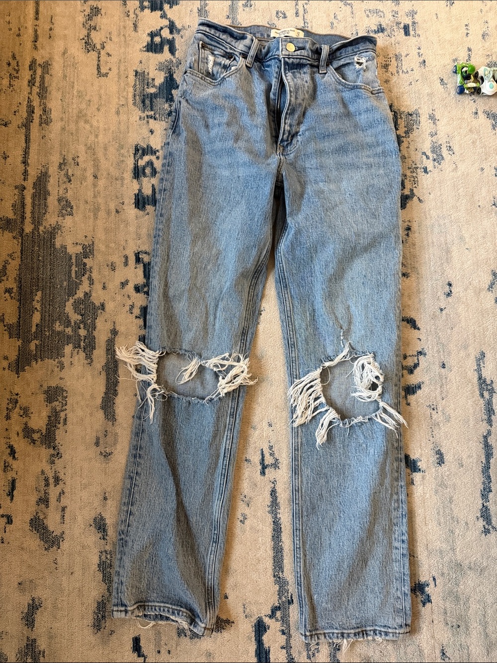 Abercrombie & Fitch Light Blue Distressed Straight Leg Jeans